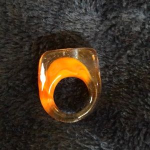Murano orange color glass ring